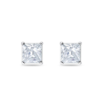 Solitaire Princess Cut Stud Earrings Simulated Cubic Zirconia 925 Sterling Silver
